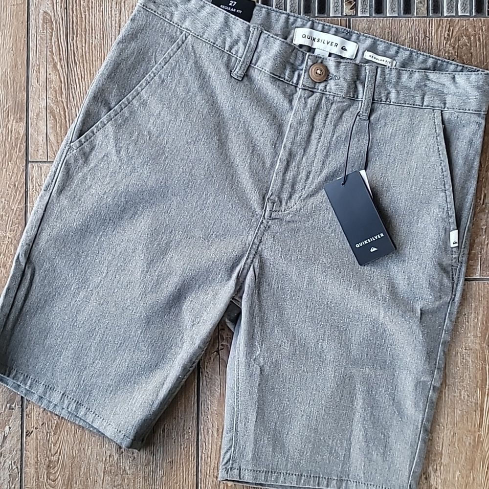 NEW QUIKSILVER EVERYDAY UNION GRAY CHINO SHORT BOYS SIZE 27 LARGE
